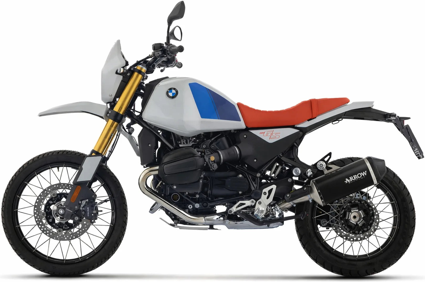 Impianto Di Scarico Completo Non Catalizzato E Con Omologazione Suono Explorer Alluminio Nero Fondello Carby - Arrow Special Parts Compatibile Con Bmw R12 G - S (2025-2026)
