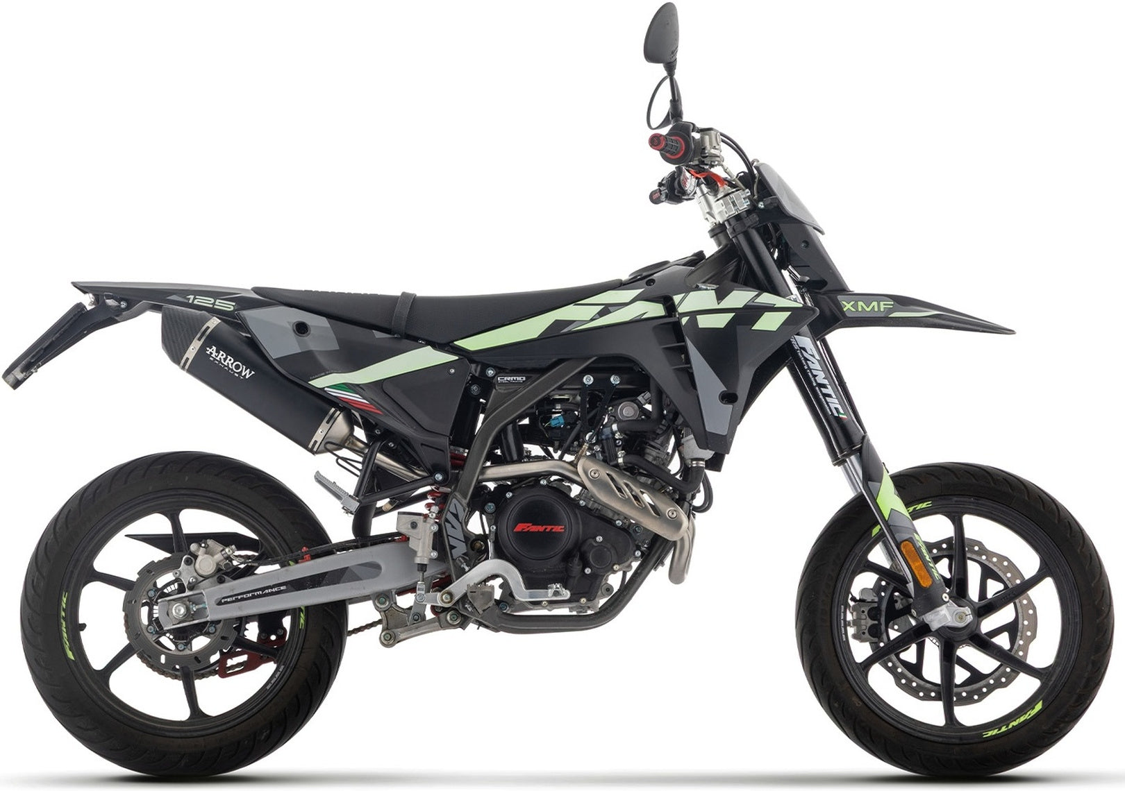 Complete Non-Catalytic Exhaust System With Sound Certification Icon Black Aluminium Carby End Cap - Arrow Special Parts Compatible With Fantic Motor Xmf 125 (2025-2026)
