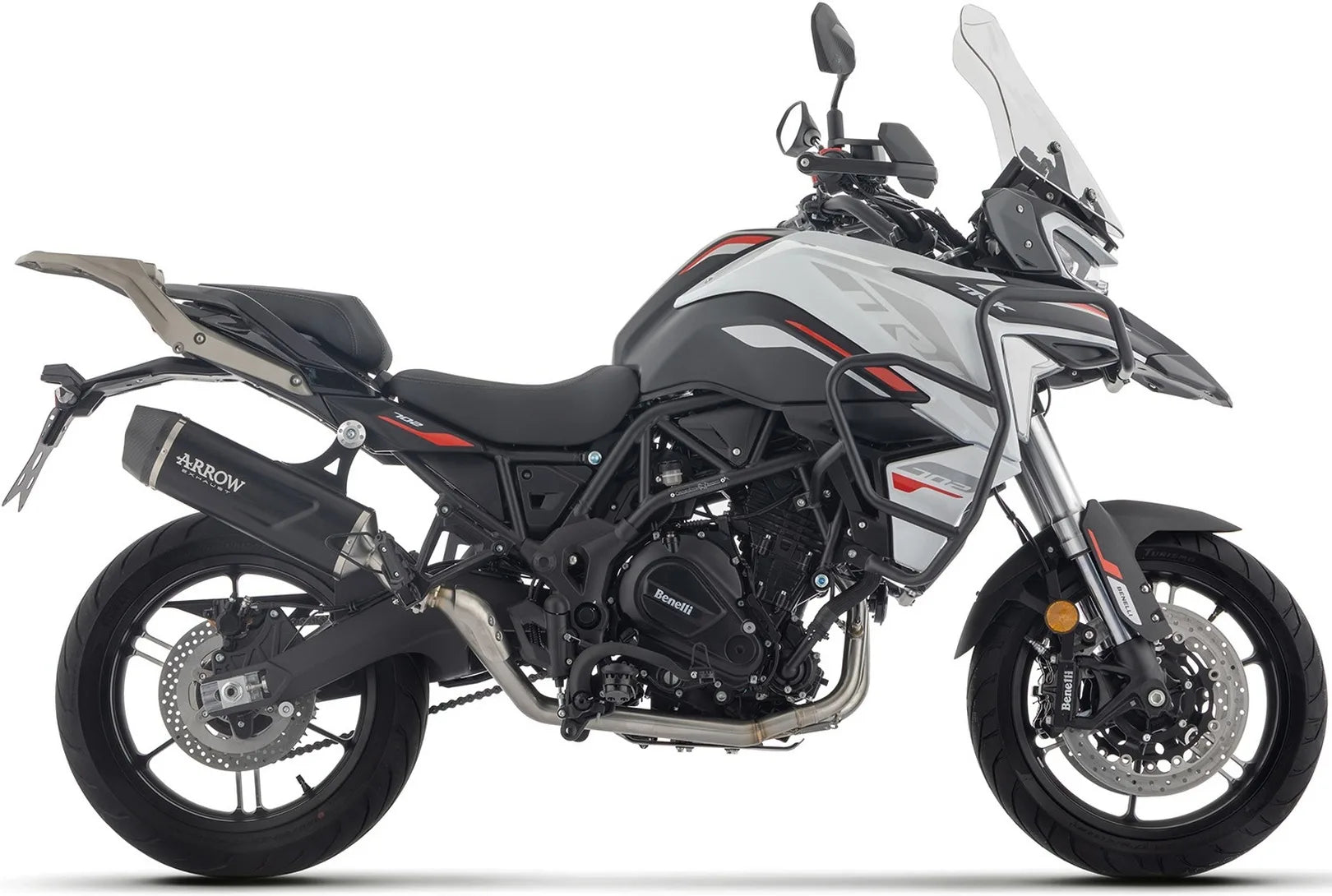 Impianto Di Scarico Completo Non Catalizzato E Con Omologazione Suono Indy Race Alluminio Nero Fondello Carby - Arrow Special Parts Compatibile Con Benelli Trk 702 - X (2025-2026)