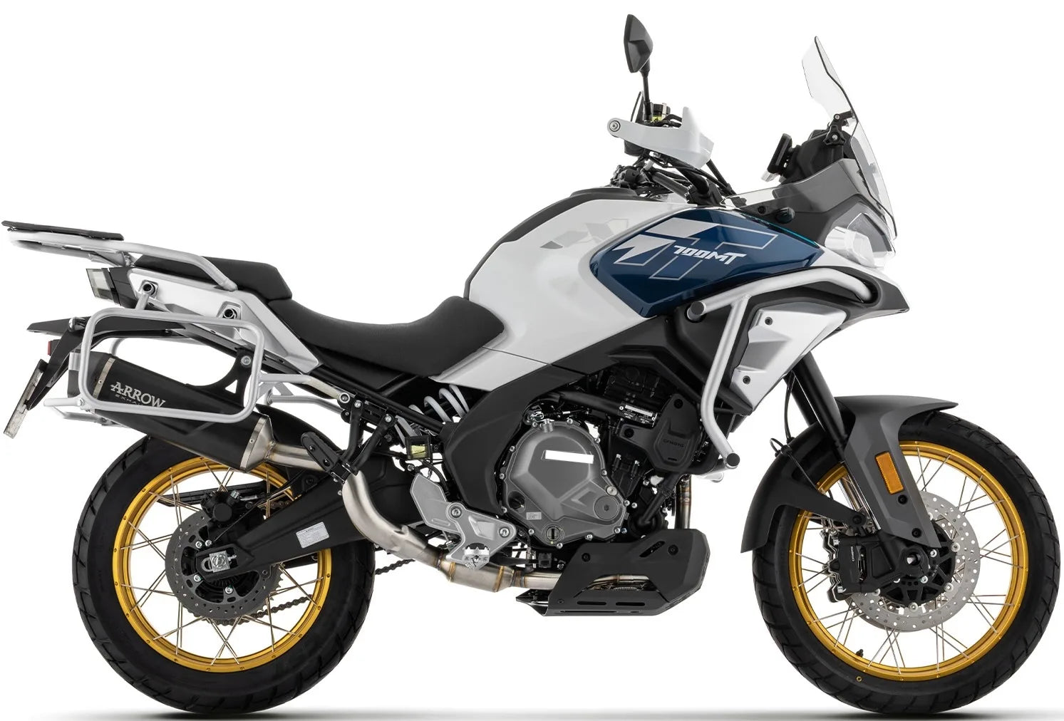 Terminale Di Scarico Con Omologazione Suono Indy-Race Evo Alluminio Nero Fondello Carby - Arrow Special Parts Compatibile Con Cfmoto 700 Mt Adventure (2025-2026)