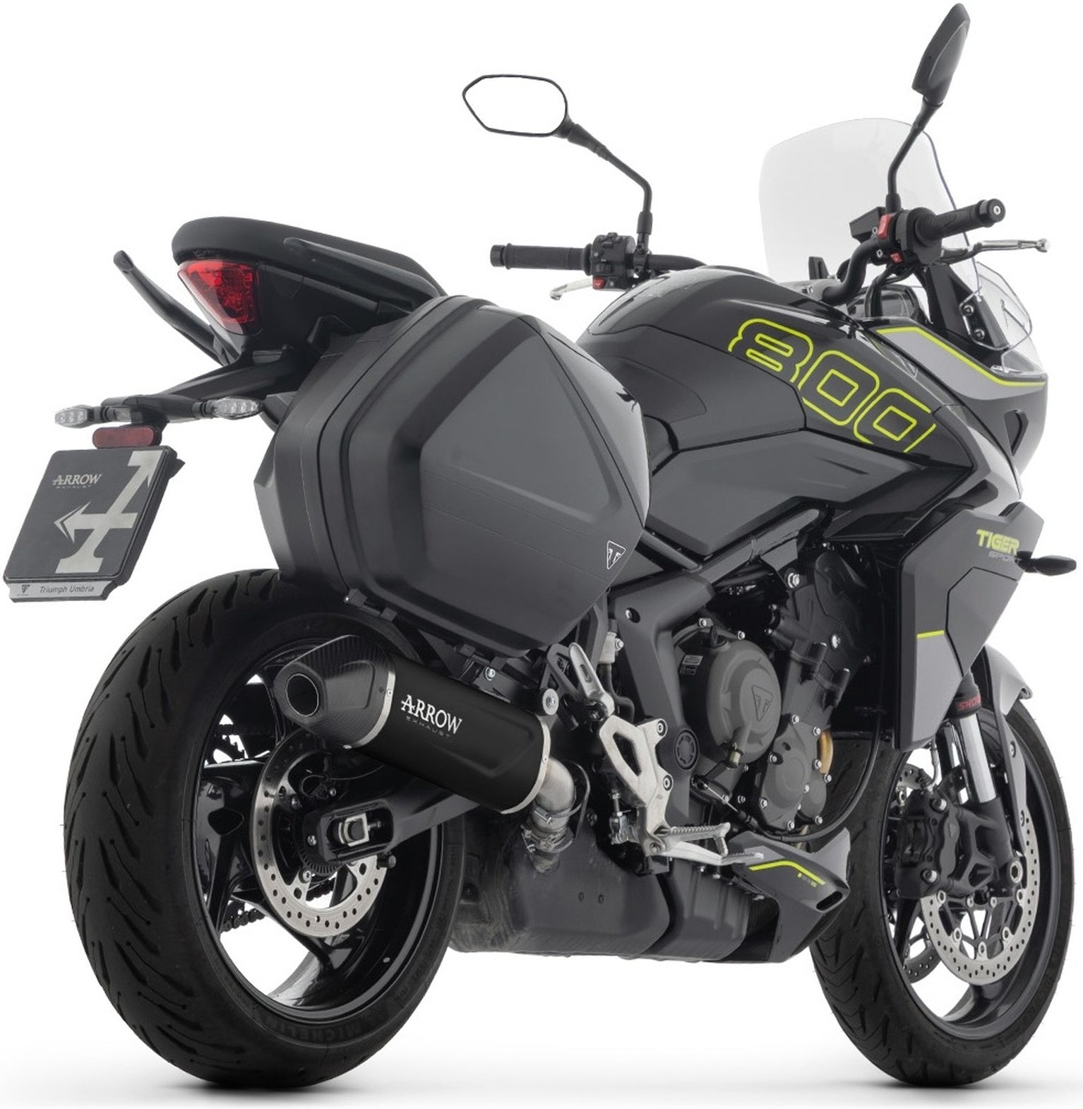 Exhaust Tip With Noise Certification Indy Race Evo Black Aluminium Carby End Cap - Arrow Special Parts Compatible With Triumph Tiger 800 Sport (2025-2026)