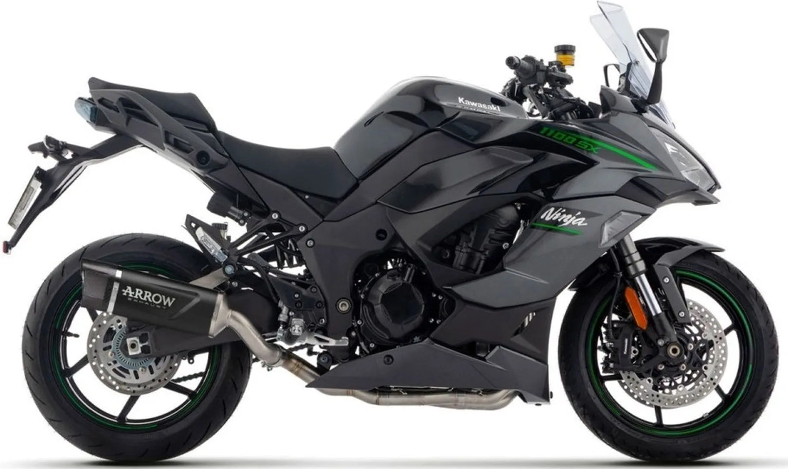 Terminale Di Scarico Con Omologazione Suono Indy-Race Evo Alluminio Nero Fondello Carby - Arrow Special Parts Compatibile Con Kawasaki Ninja 1100 Sx (2025-2026)