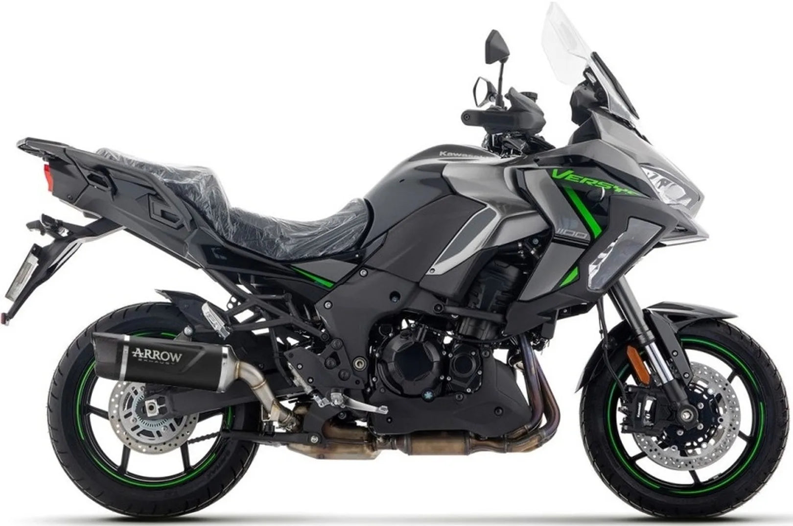 Terminale Di Scarico Con Omologazione Suono Indy-Race Evo Alluminio Nero Fondello Carby - Arrow Special Parts Compatibile Con Kawasaki Versys 1100 (2025-2026)