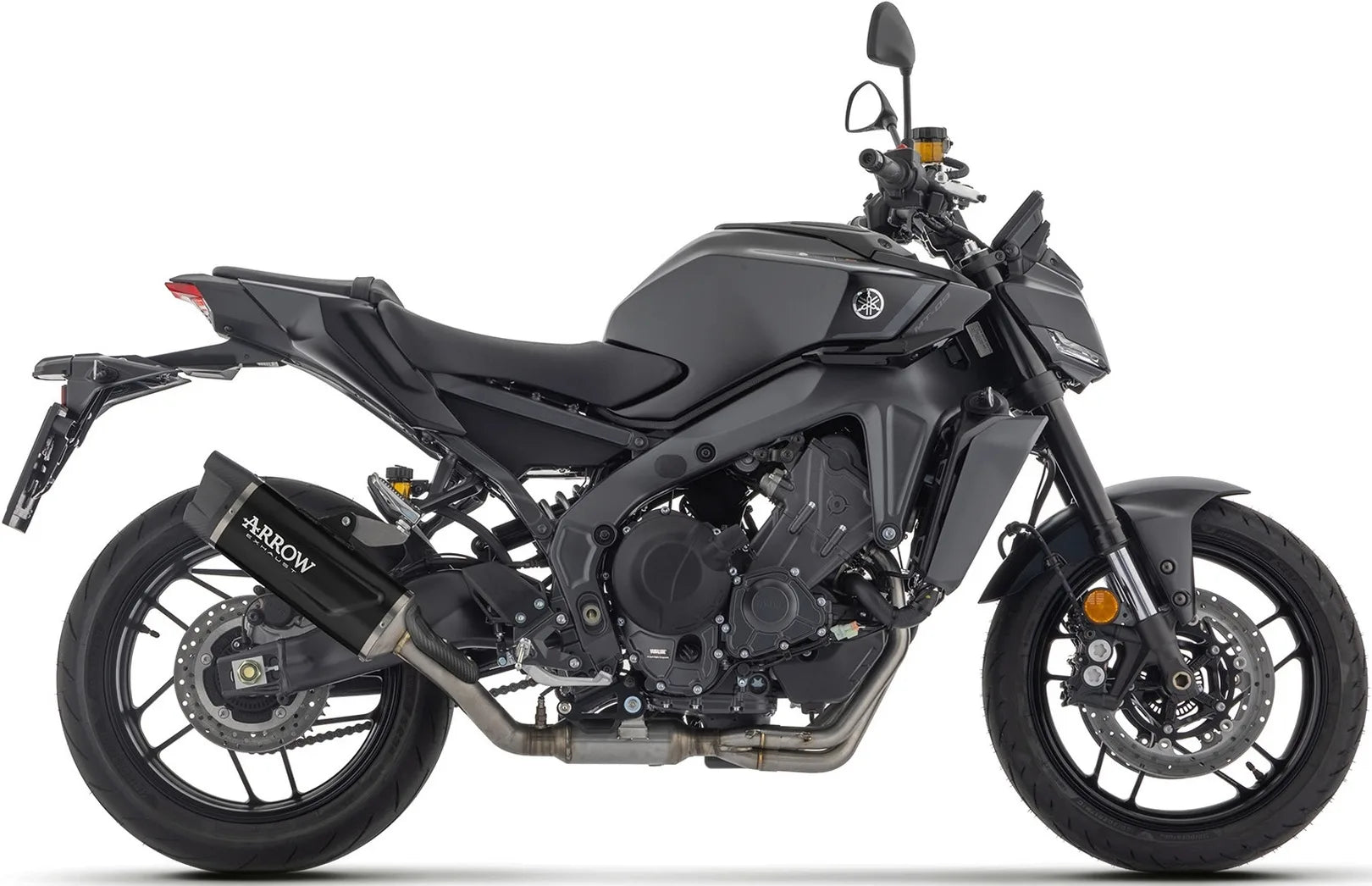 Impianto Di Scarico Completo Non Catalizzato E Con Omologazione Suono Indy-Race Evo Alluminio Nero Fondello Carby - Arrow Special Parts Compatibile Con Yamaha Mt-09 35Kw (2024-2026)