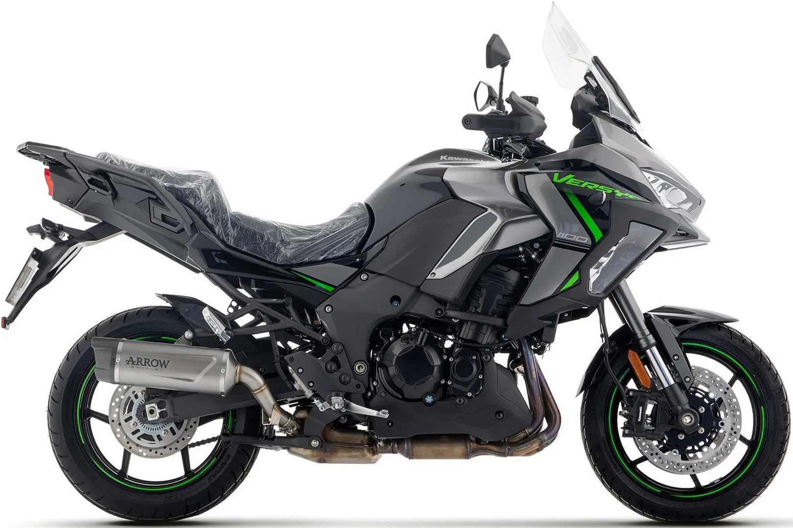 Terminale Di Scarico Con Omologazione Suono Indy-Race Evo Titanio Fondello Carby - Arrow Special Parts Compatibile Con Kawasaki Versys 1100 (2025-2026)