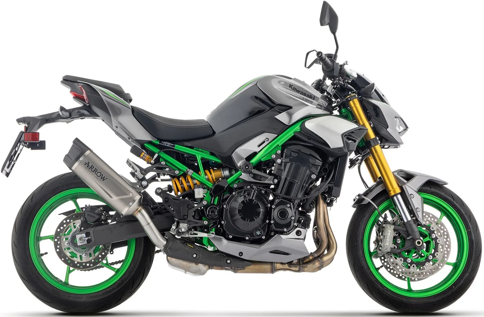 Impianto Di Scarico Completo Non Catalizzato E Con Omologazione Suono Indy-Race Evo Titanio Fondello Carby - Arrow Special Parts Compatibile Con Kawasaki Z 900 (2025-2026)