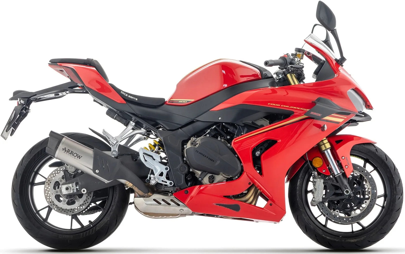 Terminale Di Scarico Con Omologazione Suono Indy-Race Evo Titanio Fondello Carby - Arrow Special Parts Compatibile Con Qj Motor Srk 800 Rr (2024-2025)
