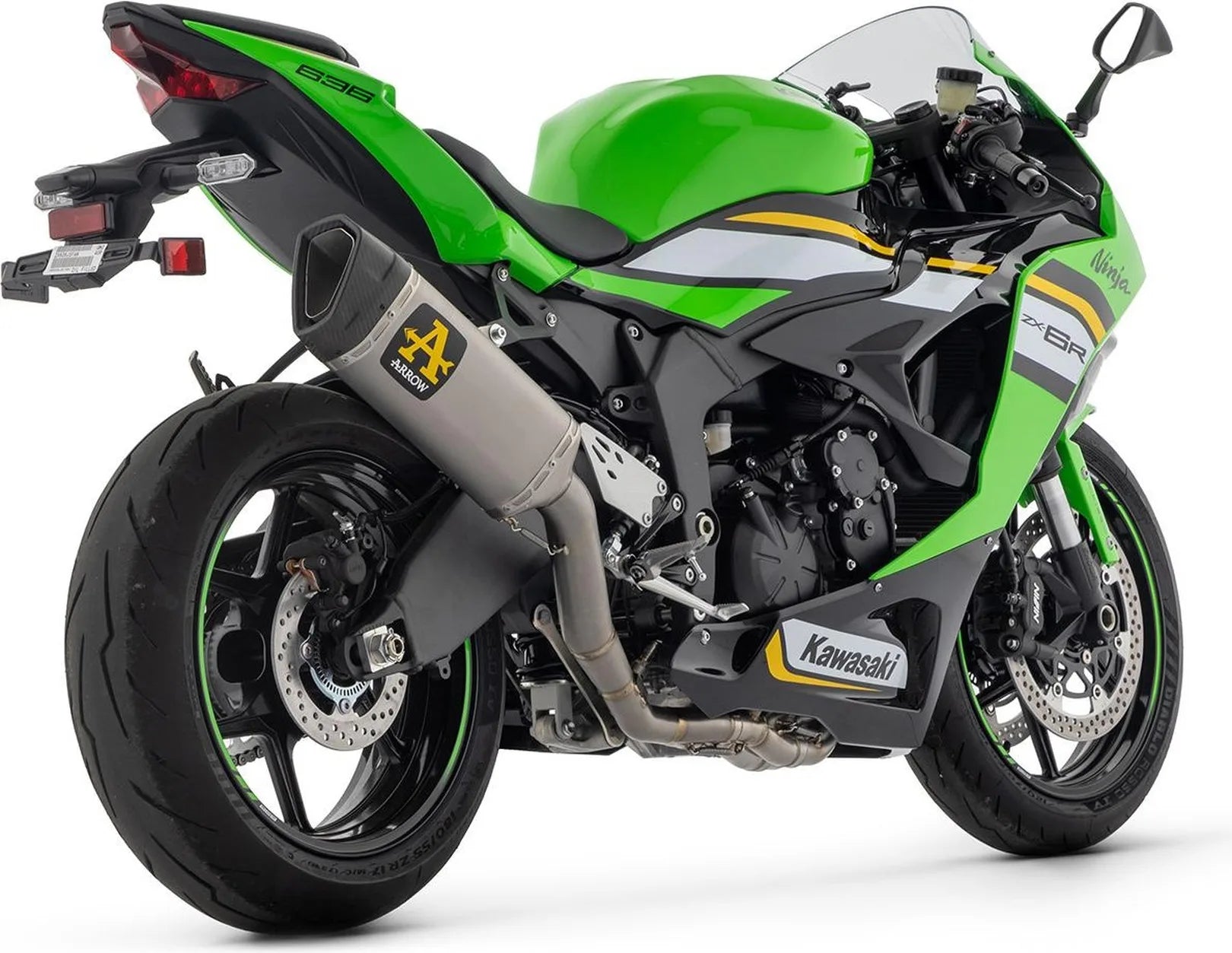 Impianto Di Scarico Completo Non Catalizzato E Senza Omologazione Suono Pista Competition Evo Full Titanio Fondello Carby - Arrow Special Parts Compatibile Con Kawasaki Zx 6R 636 (2024-2026)