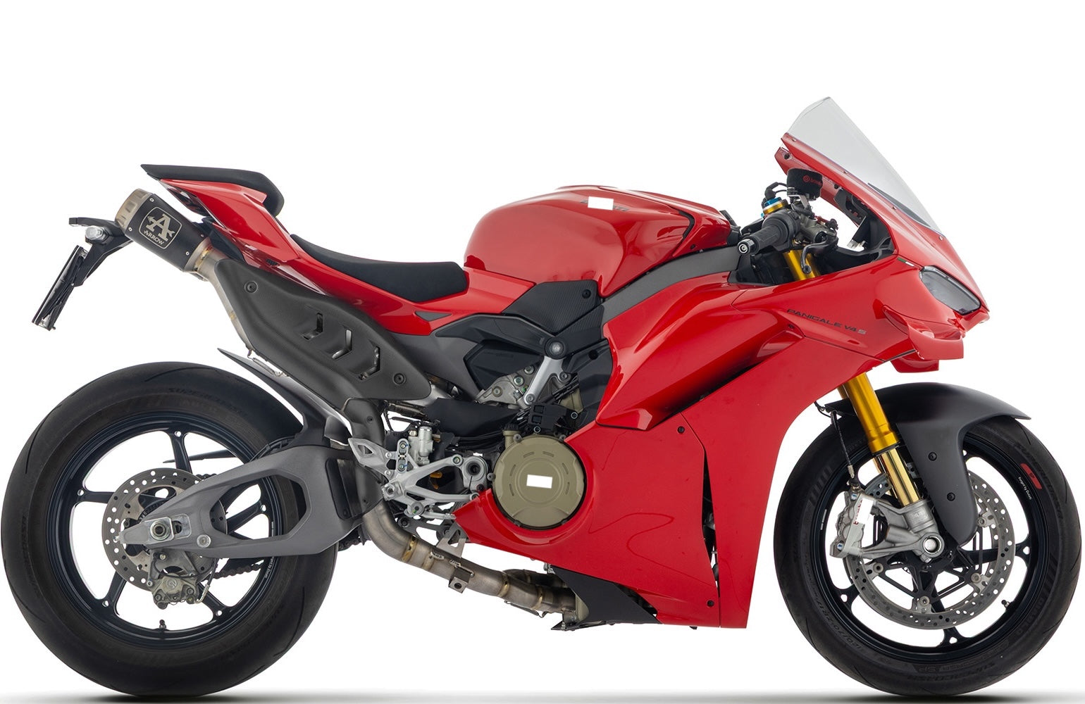 Complete Exhaust System Without Catalytic Converter And Without Sound Certification Pro-Race Competition Evo Black Titanium End Cap Net - Arrow Special Parts Compatible With Ducati Panigale V4 (2025-2026)