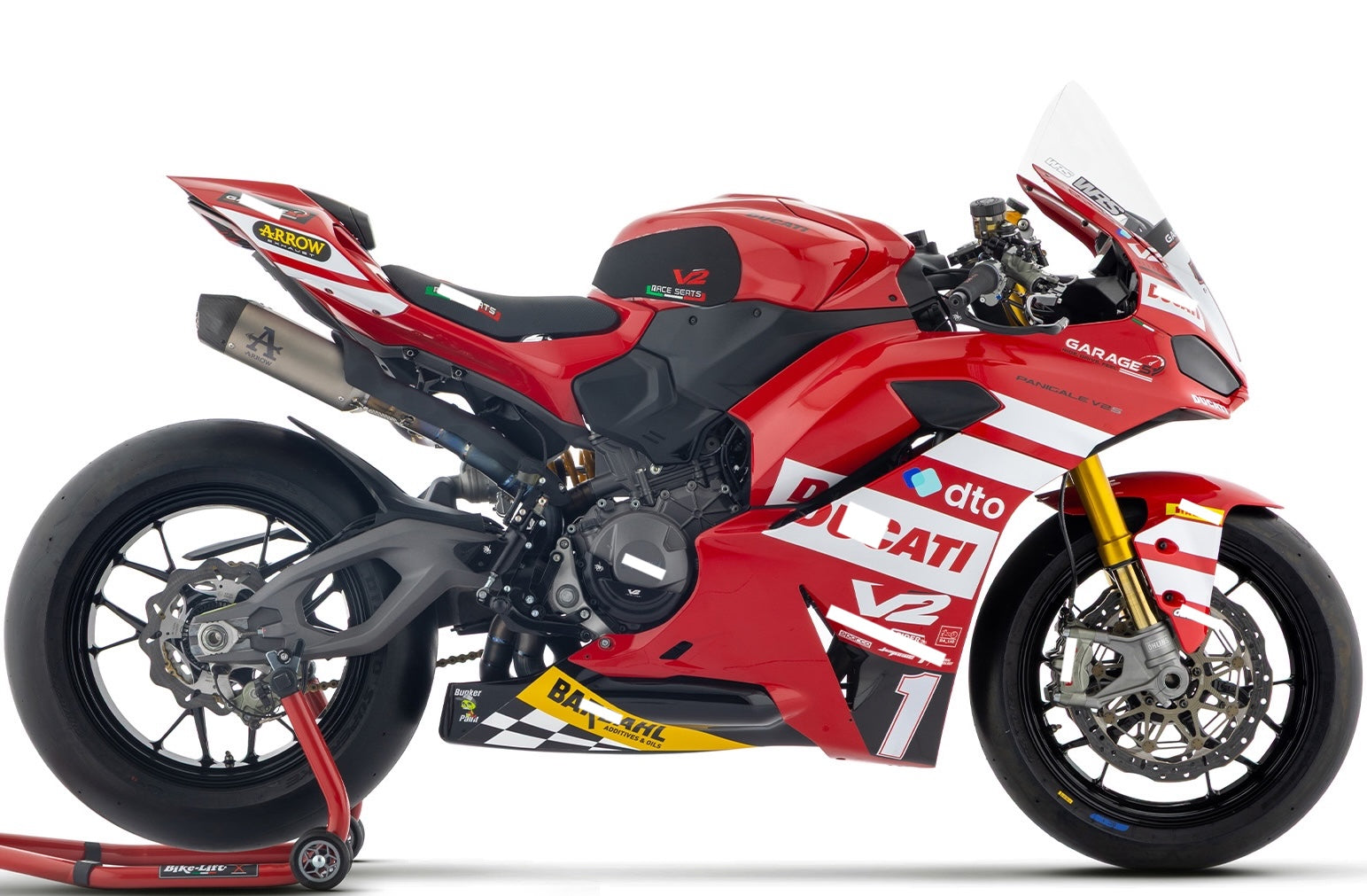 Complete Exhaust System Without Catalytic Converter And Without Sound Certification Round Competition Titanium Carby End Cap - Arrow Special Parts Compatible With Ducati Panigale V2 / S (2025-2026)