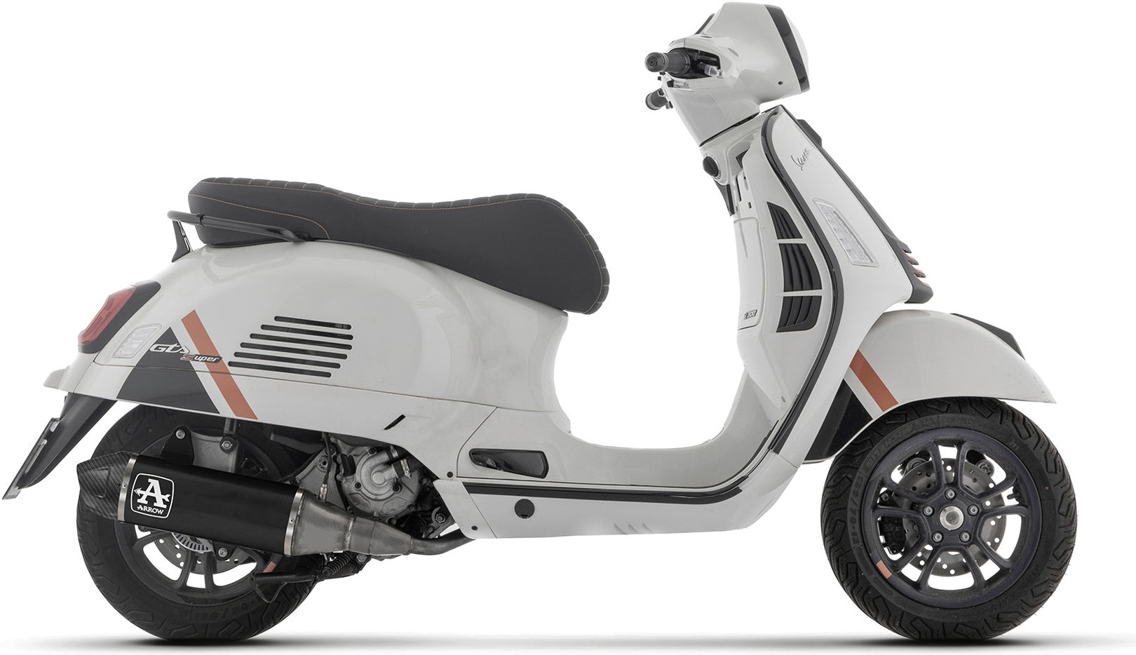 Complete Catalytic Exhaust System With Sound Certification Urban Black Aluminium Carby End Cap - Arrow Special Parts Compatible With Piaggio Vespa Gts 310 (2025-2026)
