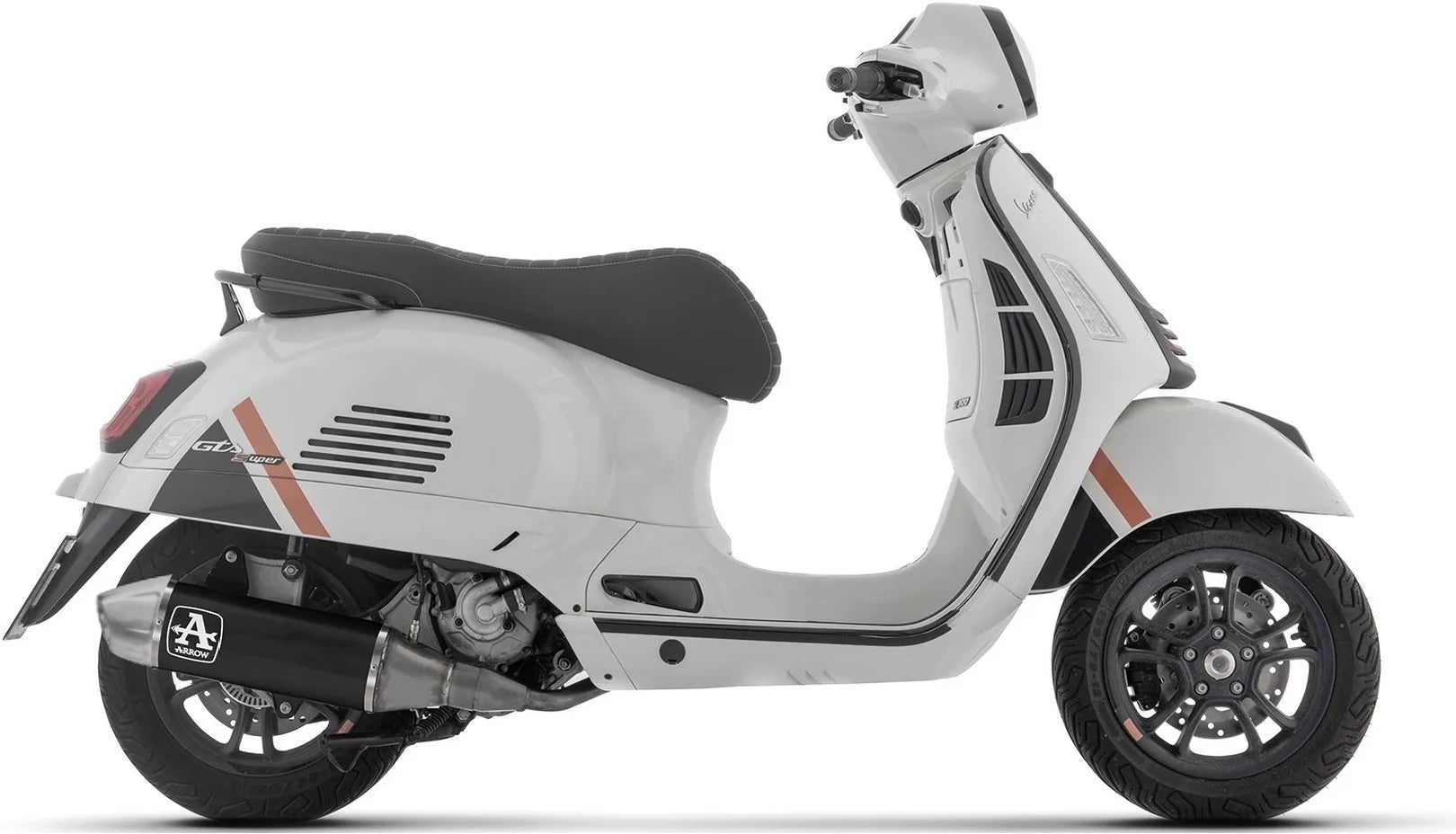 Impianto Di Scarico Completo Non Catalizzato E Senza Omologazione Suono Urban Alluminio Nero Fondello Inox - Arrow Special Parts Compatibile Con Piaggio Vespa Gts 310 (2025-2026)