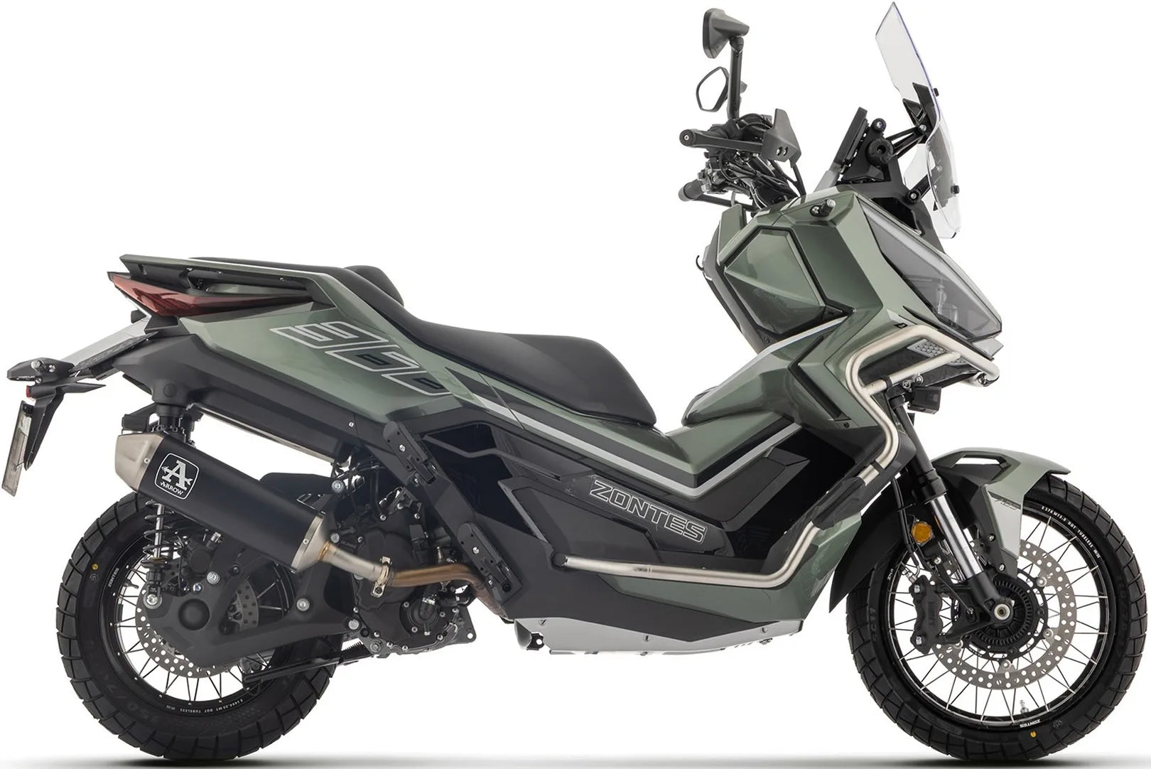 Terminale Di Scarico Con Omologazione Suono Urban Alluminio Nero - Arrow Special Parts Compatibile Con Zontes Zt 368 G (2025-2026)