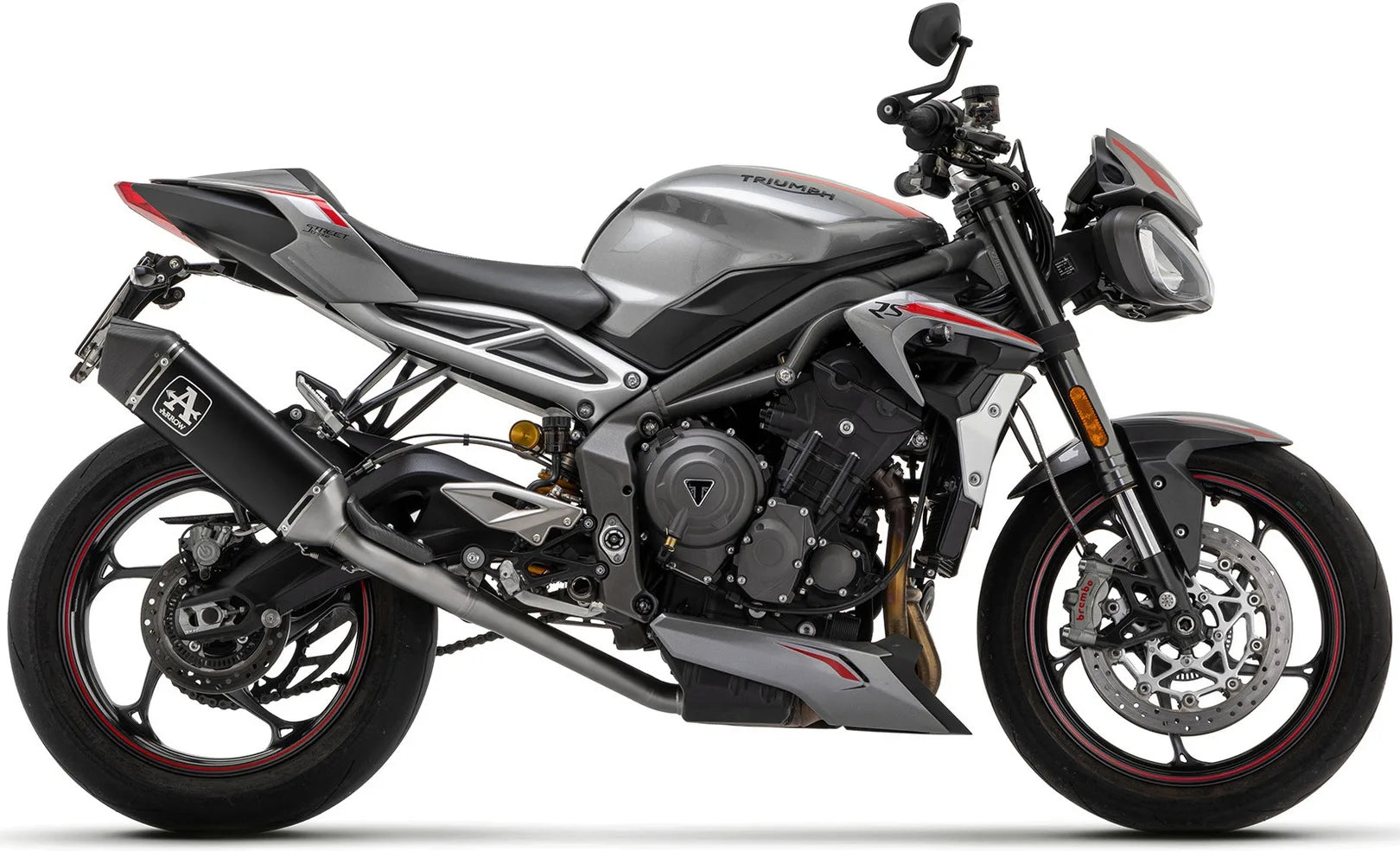 Terminale Di Scarico Catalizzato E Con Omologazione Suono Veloce Alluminio Nero Carbonio - Arrow Special Parts Compatibile Con Triumph Street Triple 765 (2020-2022)