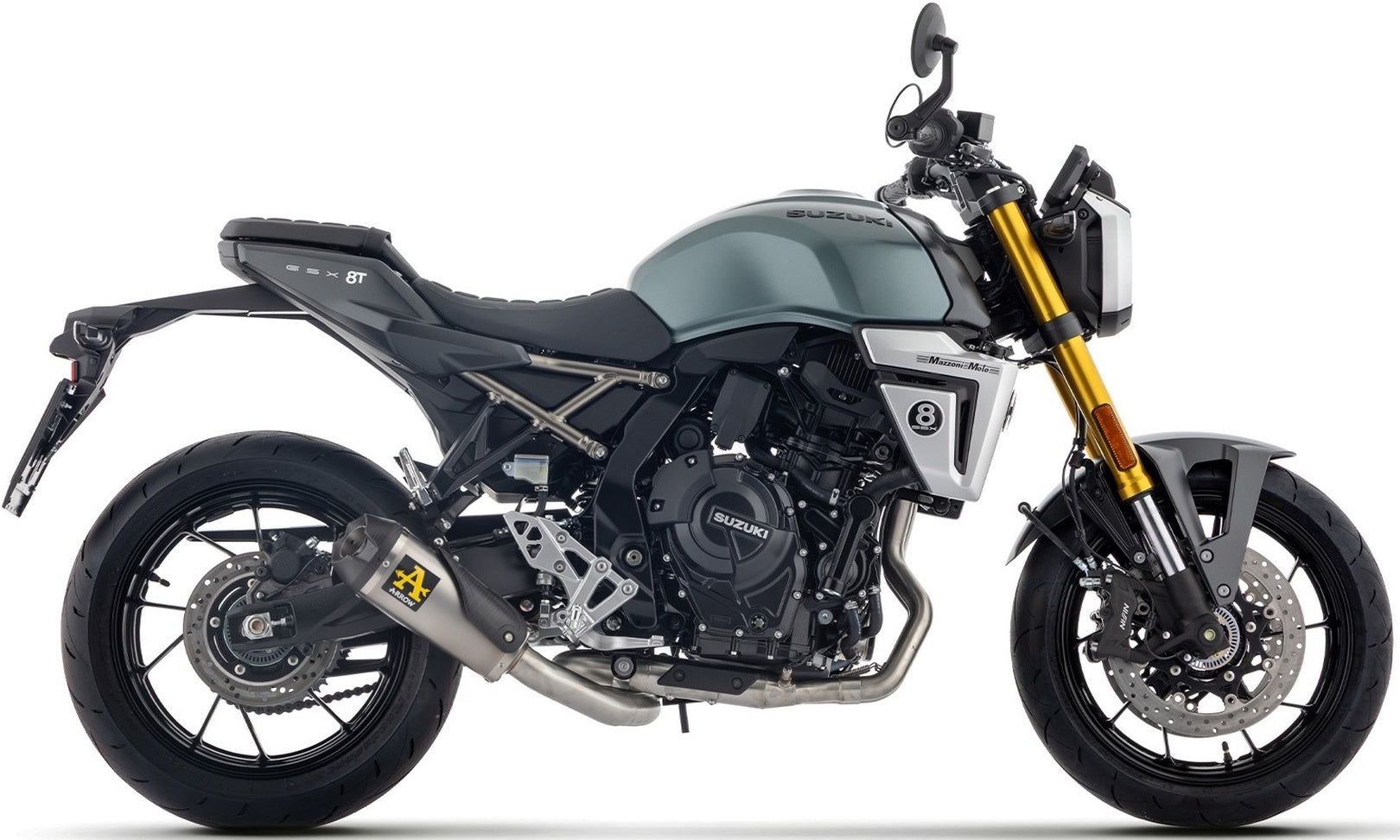 Complete Catalytic Exhaust System With Sound Certification Works Titanium Carby End Cap - Arrow Special Parts Compatible With Suzuki Gsx 8T (2025-2026)