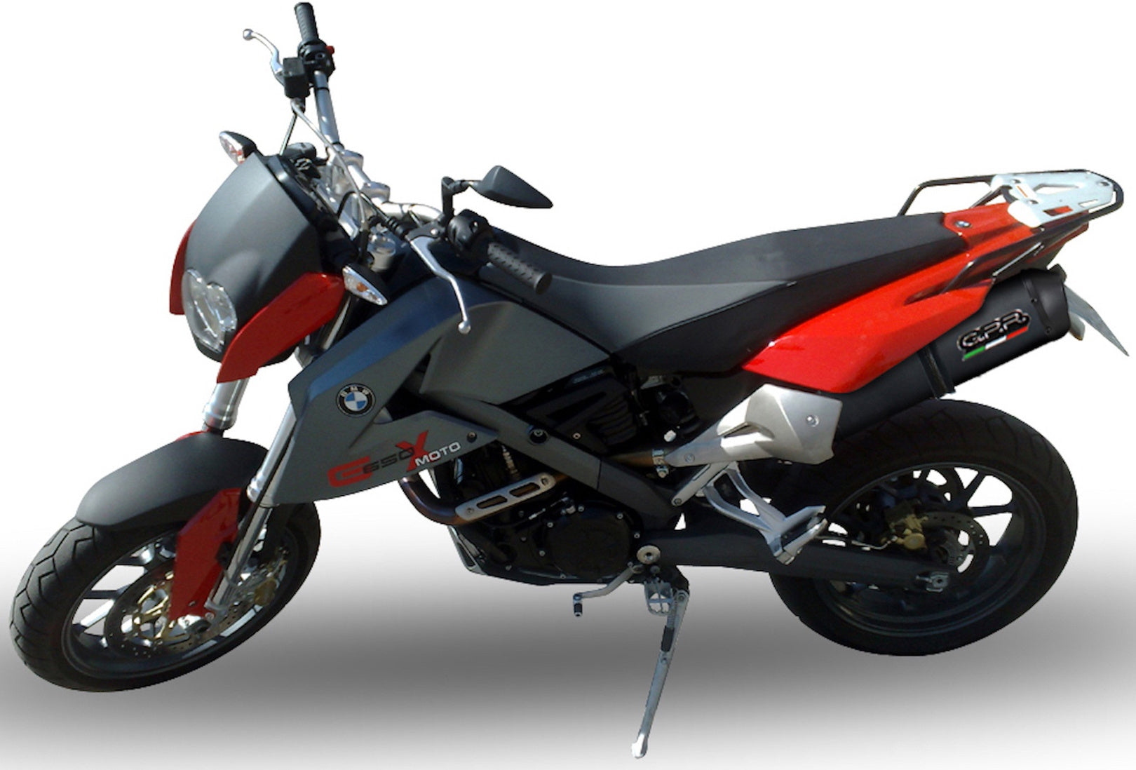 Complete Catalytic Exhaust System With Sound Certification Ghisa Black Stainless Steel - Gpr Compatible With Bmw G 650 X - Country - Challenge (2006-2012)