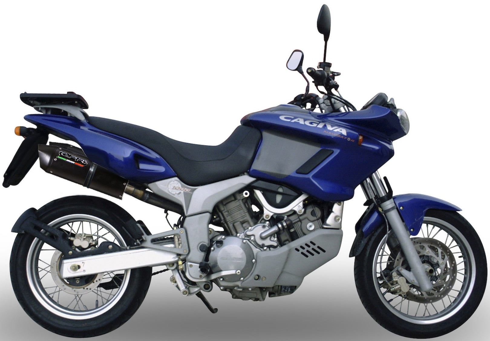 Dual Exhaust System With Sound Certification Furore Aluminium Black - Gpr Compatible With Cagiva Navigator 1000 (2000-2005)