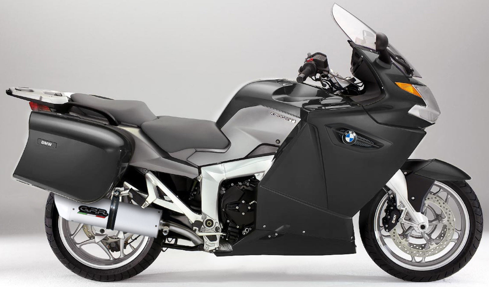 Complete Catalytic Exhaust System With Sound Certification Albus Ceramic White Aluminium - Gpr Compatible With Bmw K 1300 Gt (2009-2011)