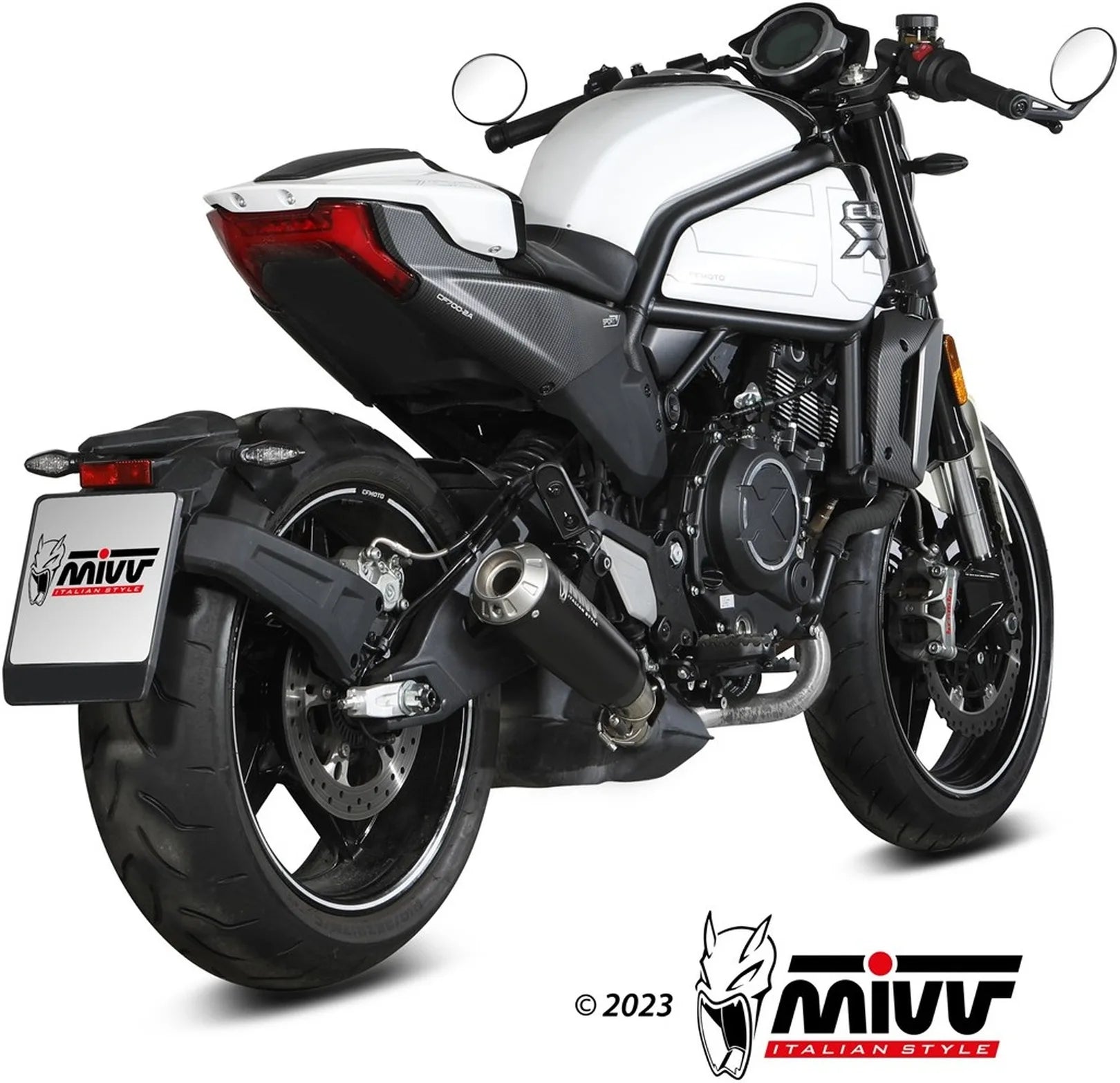 Terminale Di Scarico Con Omologazione Suono X-M1 Inox Nero - Mivv Compatibile Con Cfmoto 700 Cl-X (2023-2024)