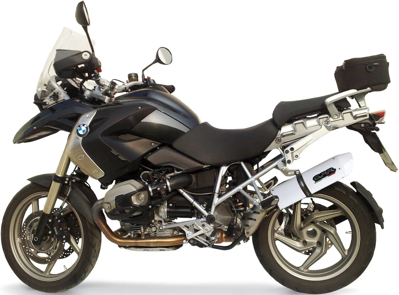 Impianto Di Scarico Completo Non Catalizzato E Con Omologazione Suono Albus Ceramic Alluminio Bianco - Gpr Compatibile Con Bmw R 1200 Gs - Adventure (2010-2012)