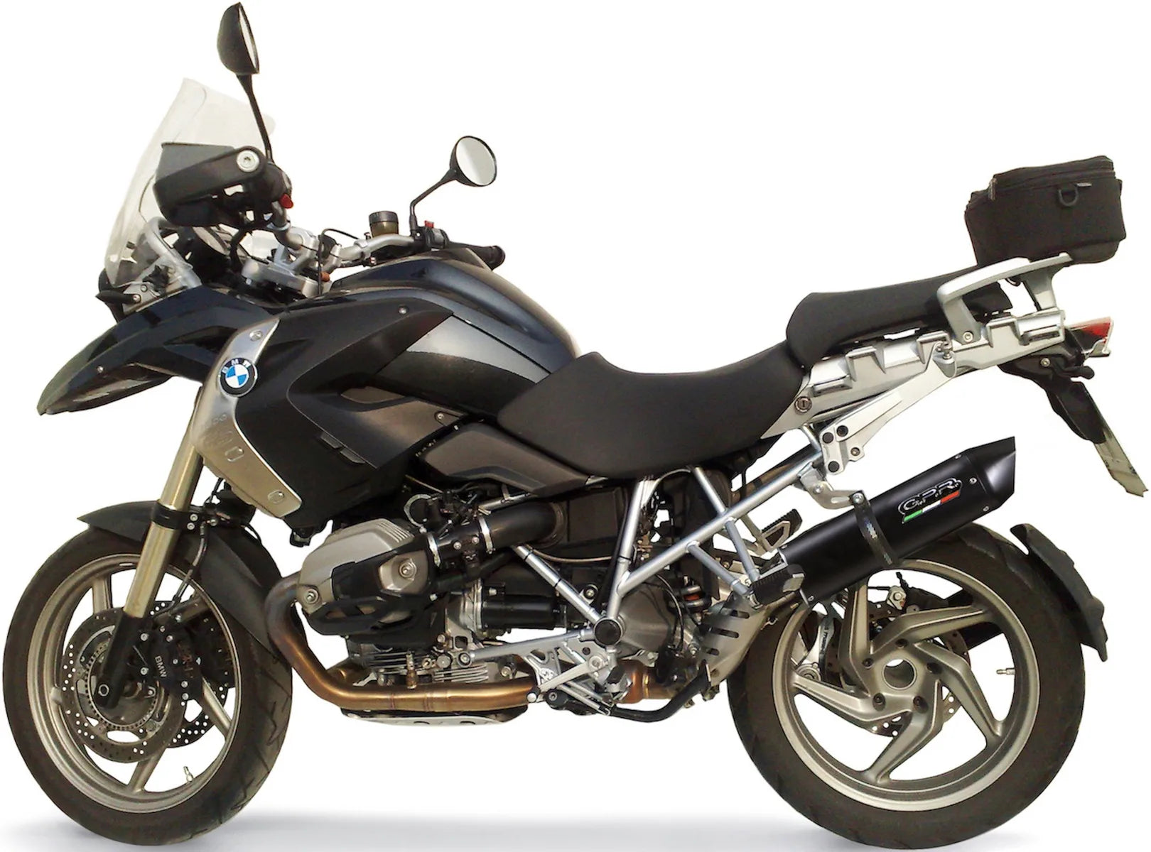 Impianto Di Scarico Completo Non Catalizzato E Con Omologazione Suono Furore Alluminio Nero - Gpr Compatibile Con Bmw R 1200 Gs - Adventure (2010-2012)