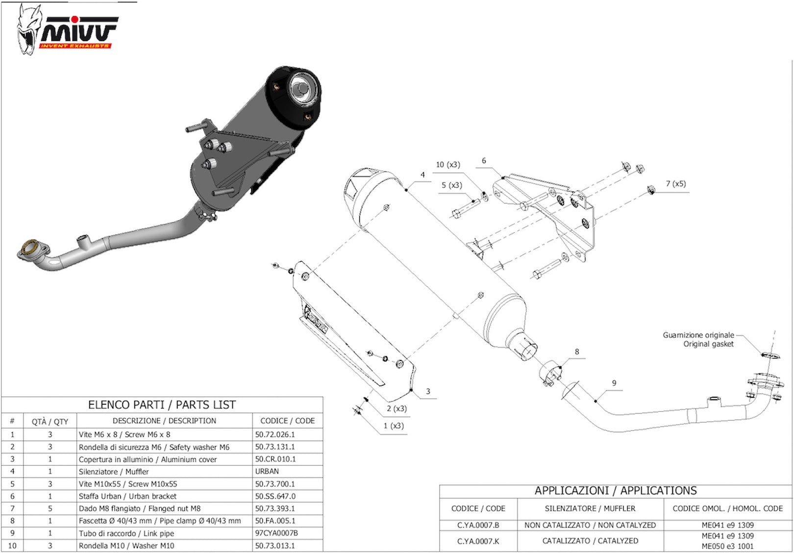 Complete Non-Catalytic Exhaust System With Sound Certification Urban Stainless Steel - Mivv Compatible With Mbk Skycruiser 125 (2006-2016)