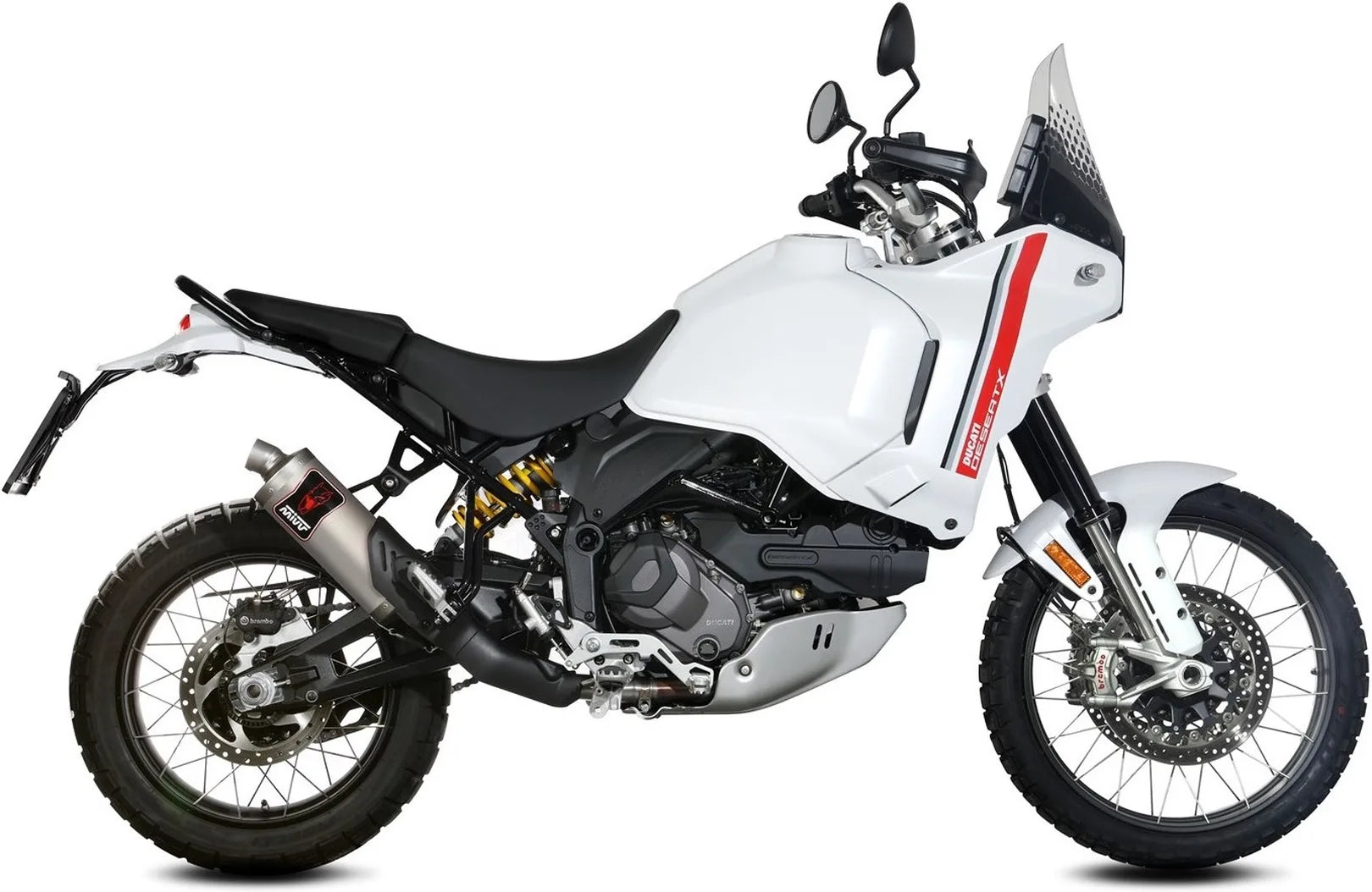 Terminale Di Scarico Con Omologazione Suono Dakar Titanio - Mivv Compatibile Con Ducati Desert-X (2022-2024)