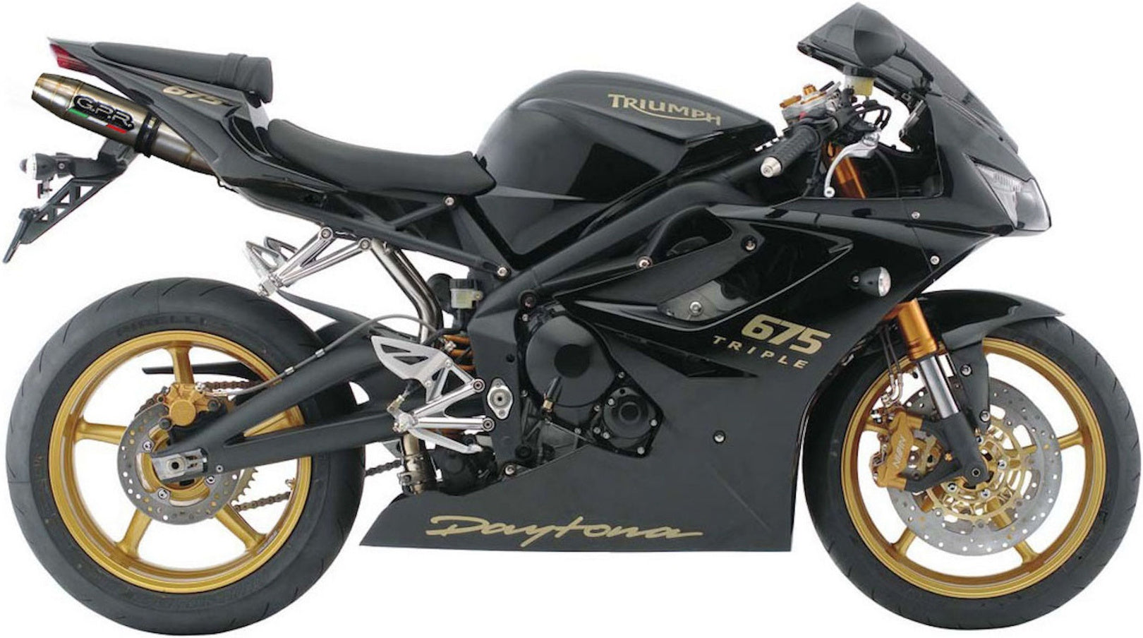 Catalytic Exhaust Tip With Sound Certification Deeptone Stainless Steel - Gpr Compatible With Triumph Daytona 675 (2006-2008)