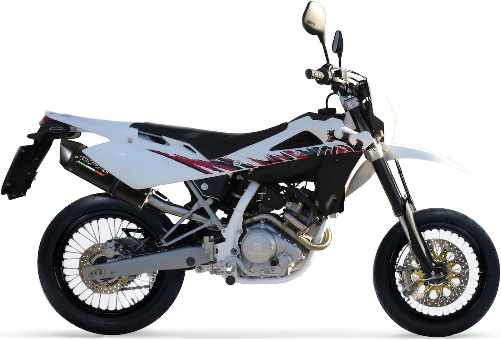 Impianto Di Scarico Completo Non Catalizzato E Con Omologazione Suono Furore Alluminio Nero - Gpr Compatibile Con Husqvarna Smr 125 4T (2010-2013)