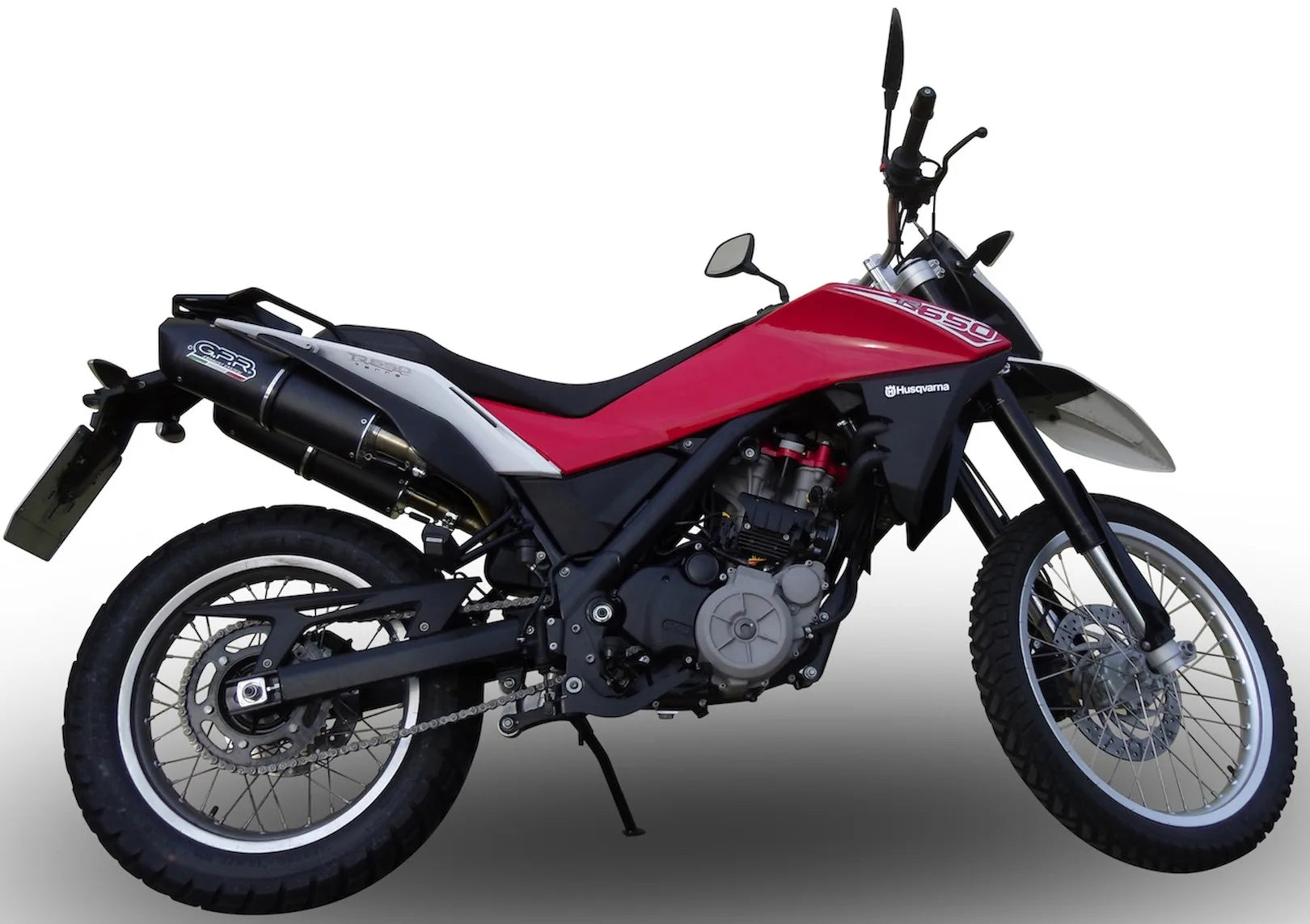 Impianto Di Scarico Completo Catalizzato E Con Omologazione Suono Furore Alluminio Nero - Gpr Compatibile Con Husqvarna Tr 650 Terra - Strada (2013-2015)