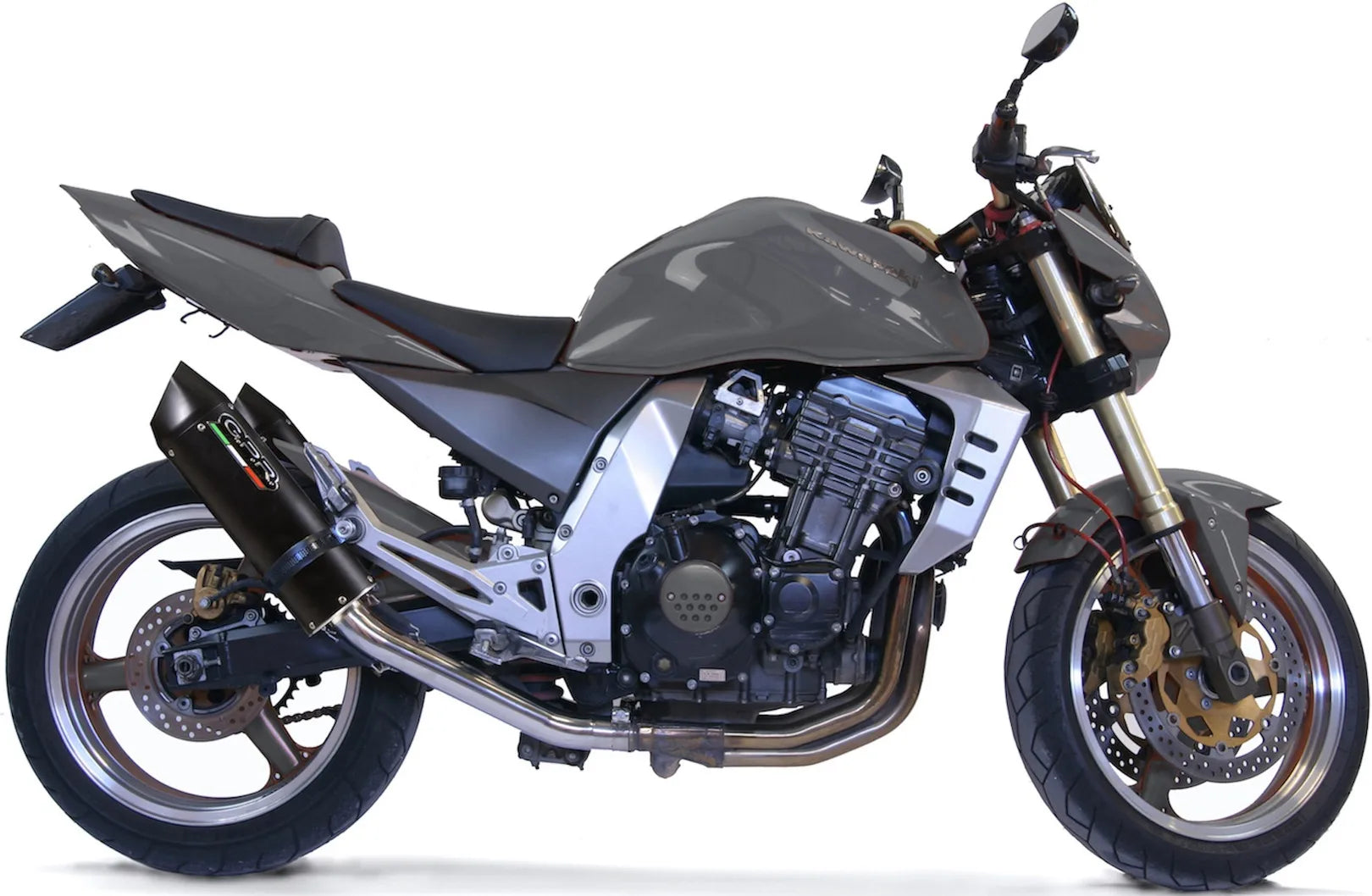 Doppio Terminale Di Scarico Catalizzato E Con Omologazione Suono Furore Alluminio Nero - Gpr Compatibile Con Kawasaki Z 1000 (2003-2006)