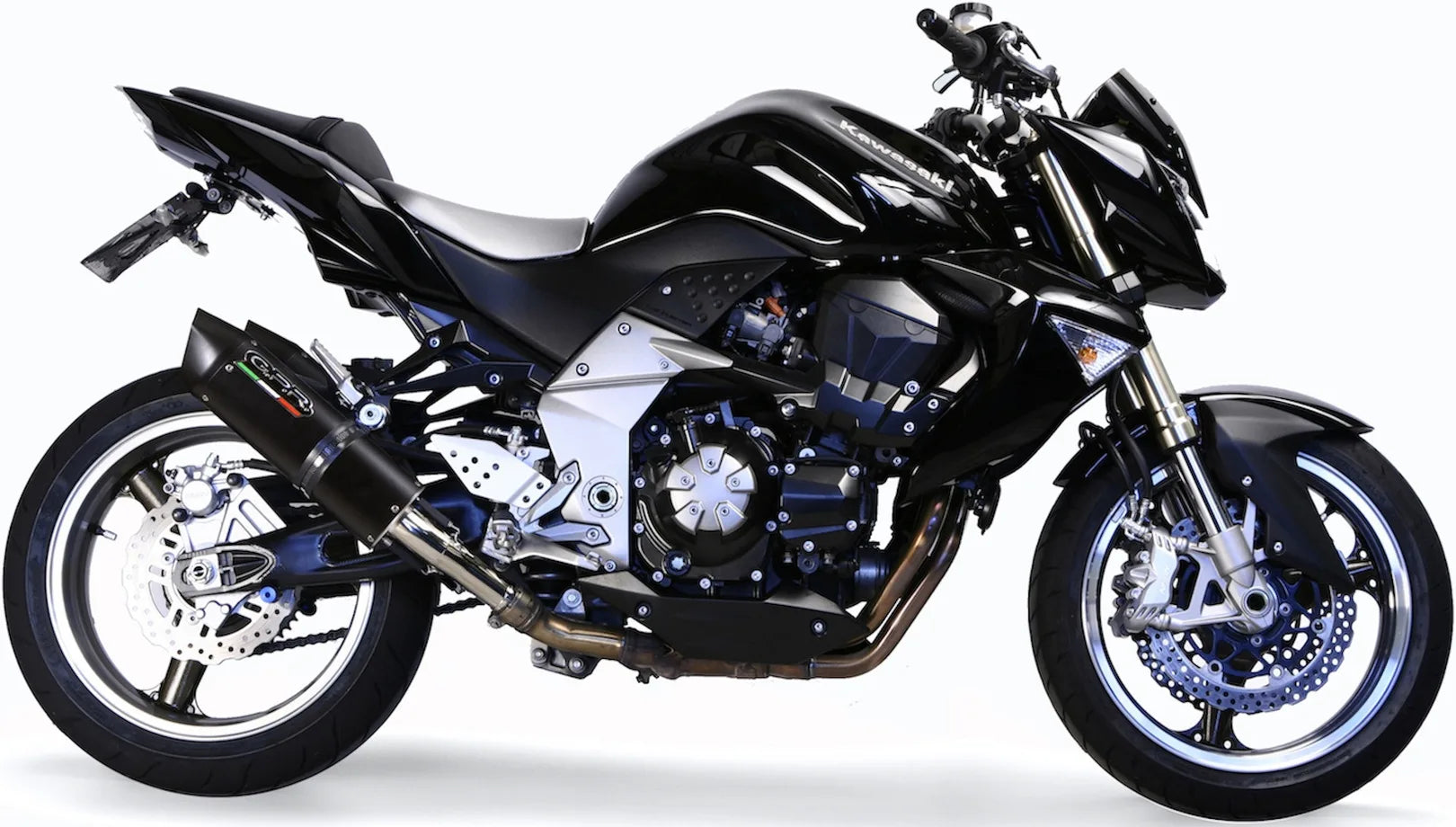Doppio Terminale Di Scarico Catalizzato E Con Omologazione Suono Furore Alluminio Nero - Gpr Compatibile Con Kawasaki Z 1000 (2007-2009)