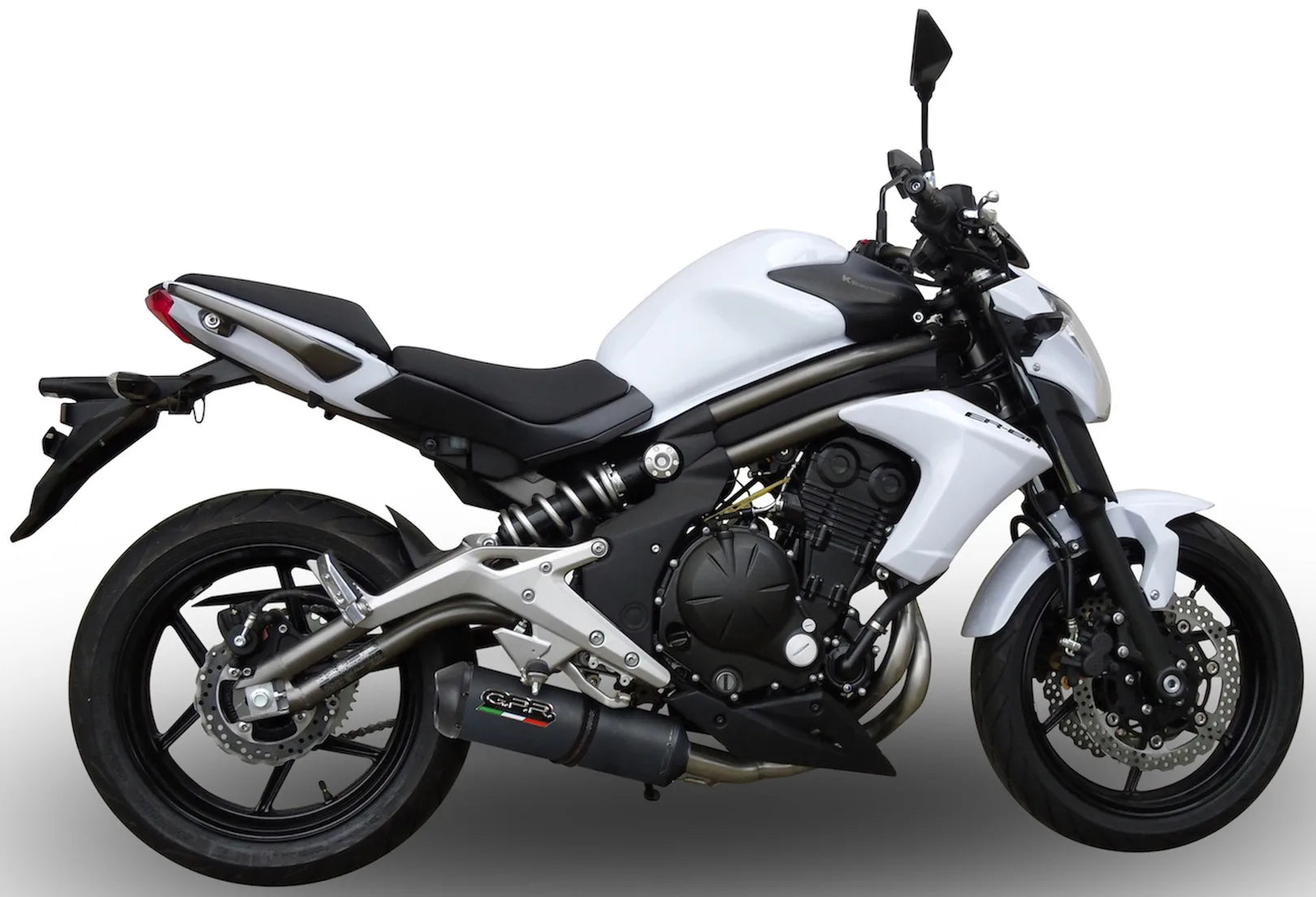 Terminale Di Scarico Catalizzato E Con Omologazione Suono Ghisa Acciaio Nero - Gpr Compatibile Con Kawasaki Er-6 F (2005-2011)