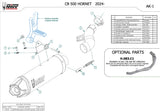 Impianto Di Scarico Completo Non Catalizzato E Con Omologazione Suono Ak-1 Inox Nero Carbonio - Mivv Compatibile Con Honda Cb 500 Hornet (2024)