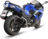Terminale Di Scarico Con Omologazione Suono Oval Inox Nero Carbonio - Mivv Compatibile Con Kawasaki Zzr 1400 (2006-2007)