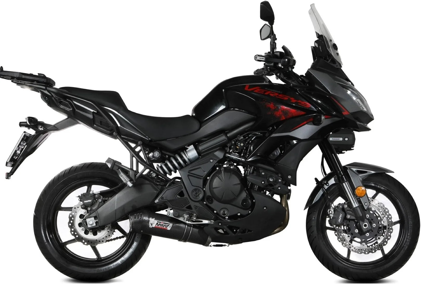 Impianto Di Scarico Completo Non Catalizzato E Senza Omologazione Suono Oval Carbonio Carbonio - Mivv Compatibile Con Kawasaki Versys 650 (2021-2023)
