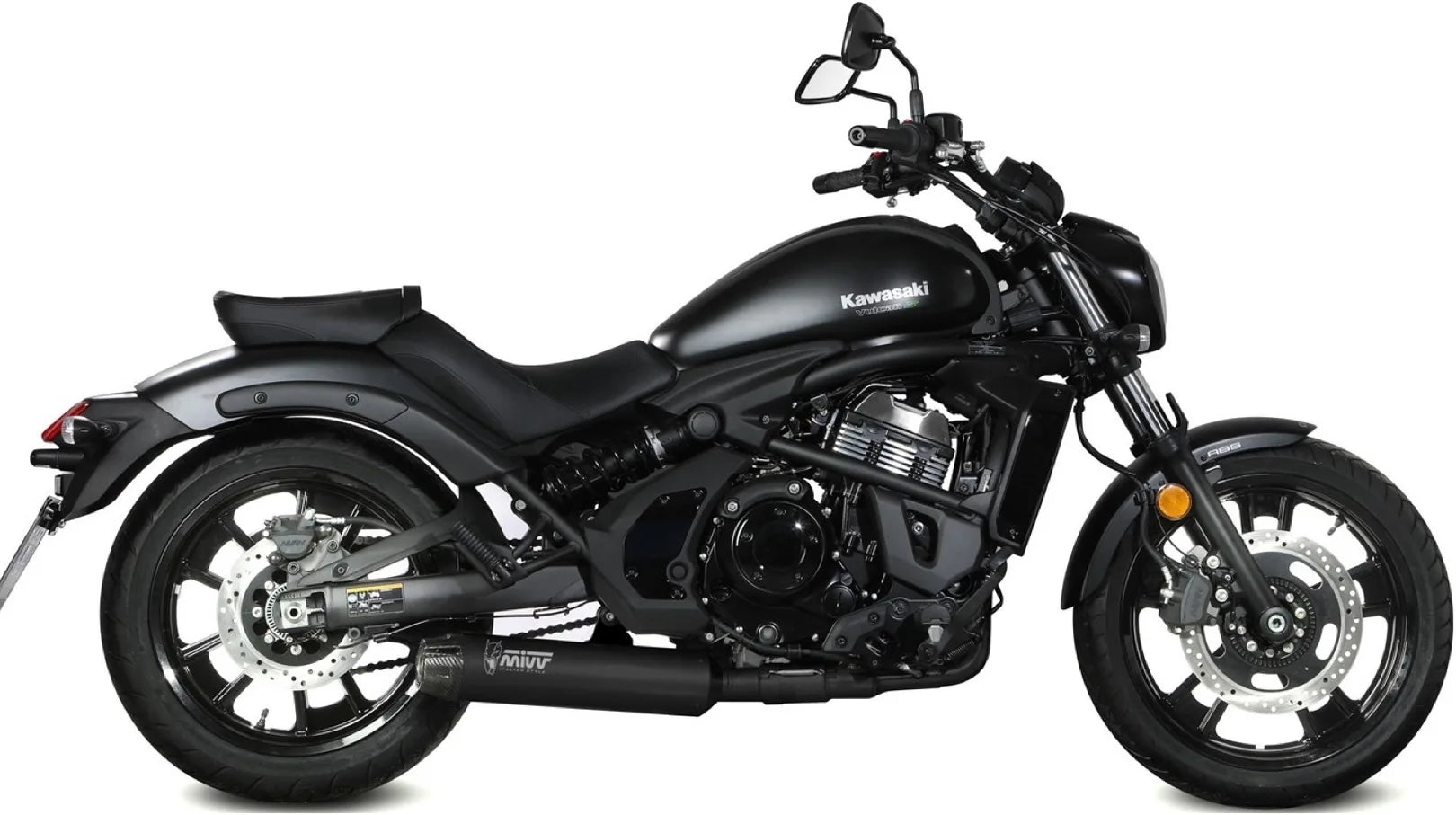 Impianto Di Scarico Completo Non Catalizzato E Senza Omologazione Suono Hr-1 Inox Nero Carbonio - Mivv Compatibile Con Kawasaki Vulcan S (2017-2023)