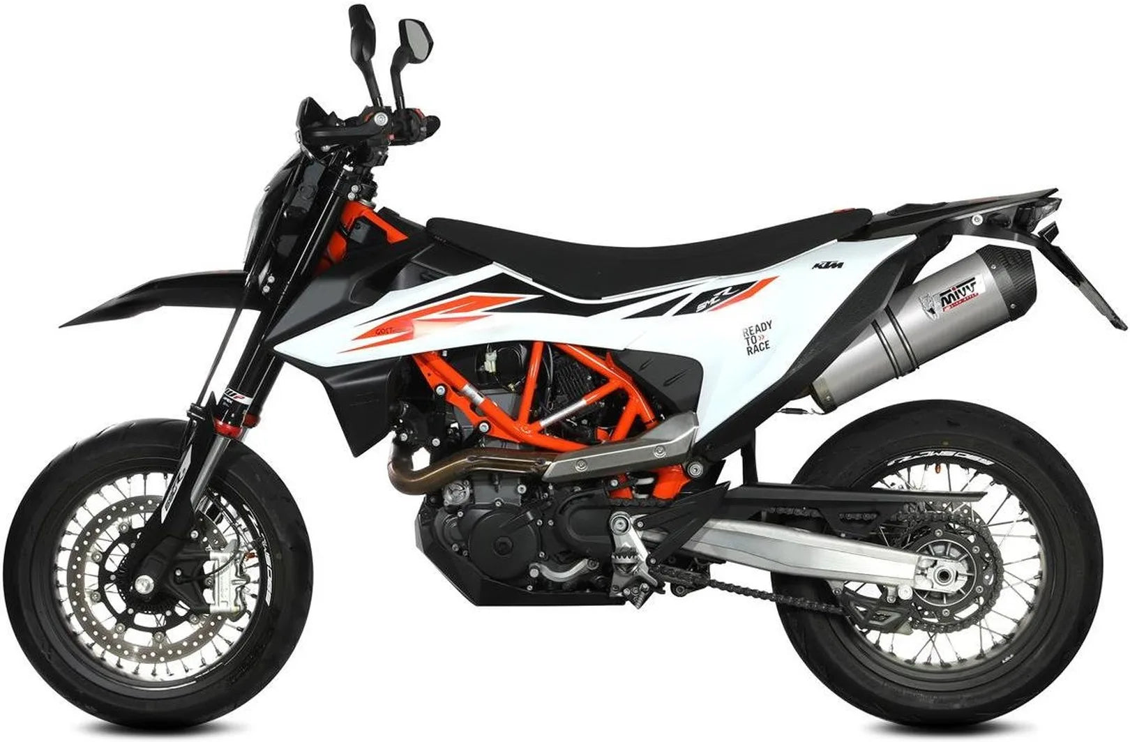 Terminale Di Scarico Non Catalizzato E Senza Omologazione Suono Oval Titanio Carbonio - Mivv Compatibile Con Ktm 690 Smc R (2020-2024)