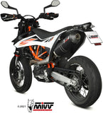 Terminale Di Scarico Non Catalizzato E Senza Omologazione Suono Oval Inox Nero Carbonio - Mivv Compatibile Con Ktm 690 Smc R (2020-2024)