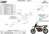 Terminale Di Scarico Non Catalizzato E Senza Omologazione Suono Oval Titanio Carbonio - Mivv Compatibile Con Ktm 690 Smc R (2020-2024)