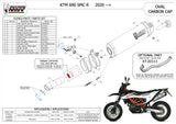 Terminale Di Scarico Non Catalizzato E Senza Omologazione Suono Oval Inox Nero Carbonio - Mivv Compatibile Con Ktm 690 Smc R (2020-2024)