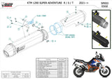 Terminale Di Scarico Con Omologazione Suono Speed Edge Inox Nero Carbonio - Mivv Compatibile Con Ktm 1290 Super Adventure - R - S - T (2021-2024)