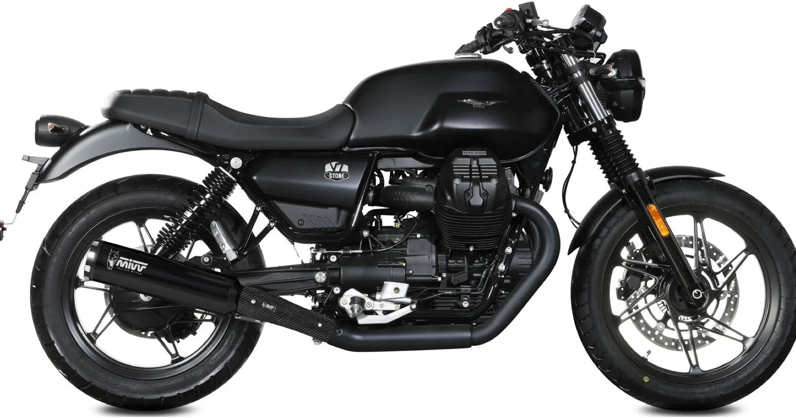 Doppio Terminale Di Scarico Non Catalizzato Con Omologazione Suono Hr-1 Inox Nero - Mivv Compatibile Con Moto Guzzi V7 Stone (2021-2024)