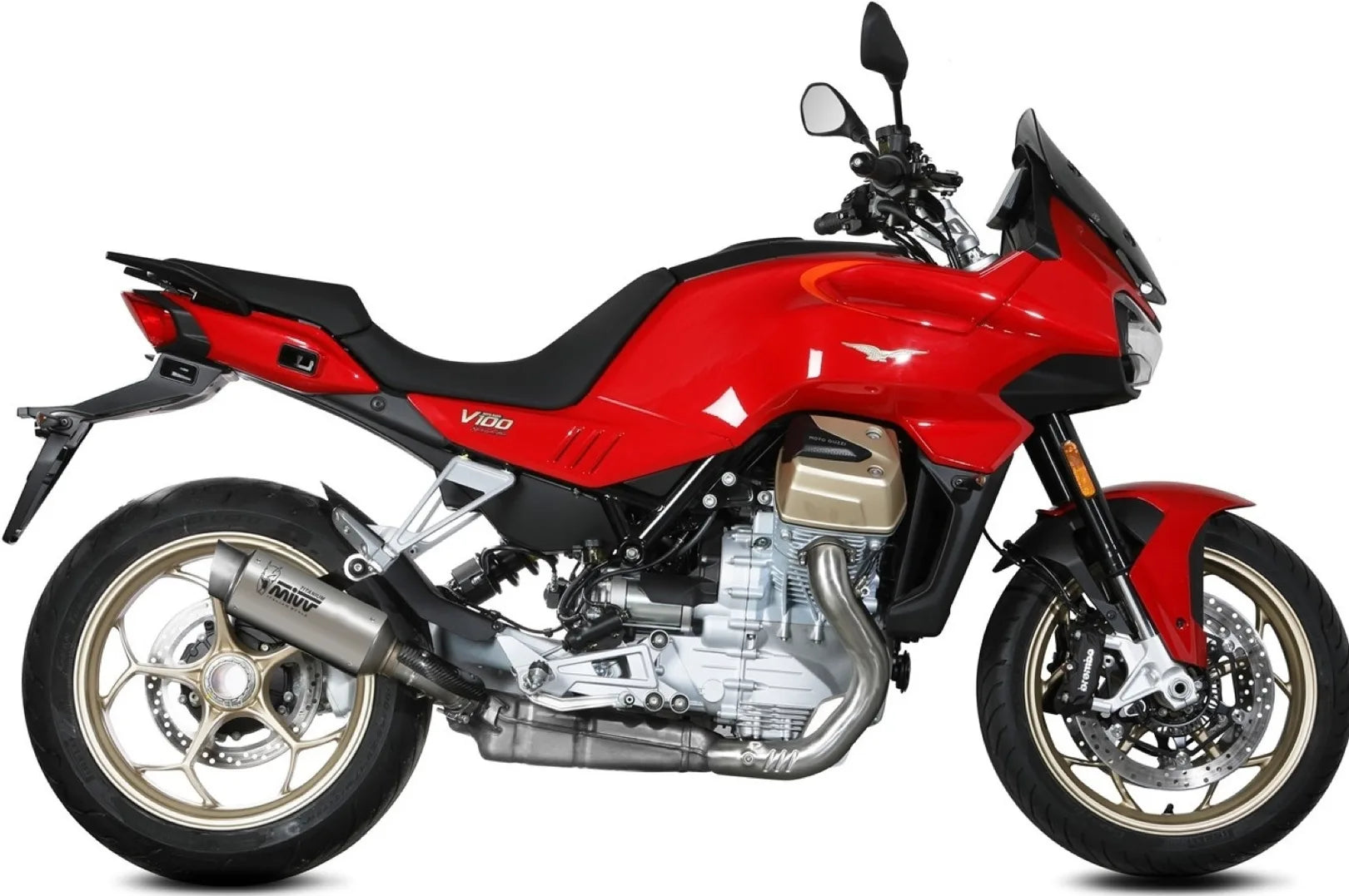 Impianto Di Scarico Completo Non Catalizzato E Con Omologazione Suono Gppro Titanio - Mivv Compatibile Con Moto Guzzi V 100 Mandello 1000 (2022-2024)