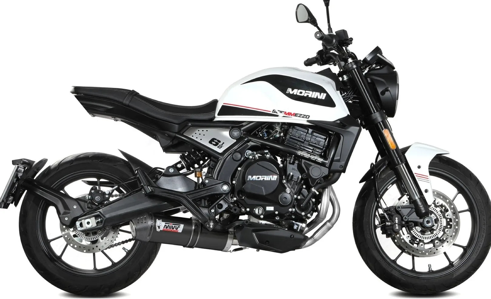 Terminale Di Scarico Non Catalizzato E Senza Omologazione Suono Oval Inox Nero Carbonio - Mivv Compatibile Con Moto Morini Seiemmezzo Scr 650 (2022-2024)