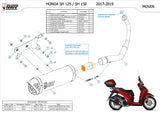 Impianto Di Scarico Completo Non Catalizzato E Senza Omologazione Suono Mover Inox Nero - Mivv Compatibile Con Honda Sh 125 (2017-2019)