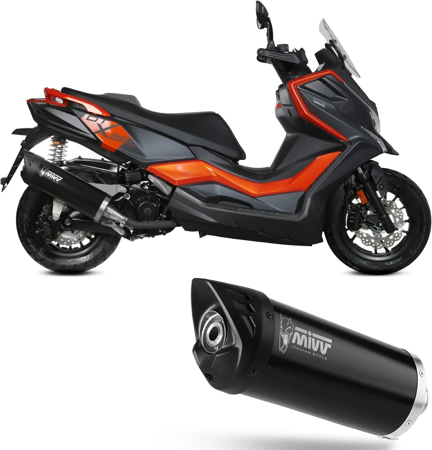 Terminale Di Scarico Catalizzato E Con Omologazione Suono Mover Inox Nero - Mivv Compatibile Con Kymco Dtx 360 (2023-2024)