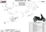 Terminale Di Scarico Catalizzato E Con Omologazione Suono Mover Inox Nero - Mivv Compatibile Con Piaggio Beverly 300 (2010-2020)