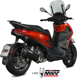 Terminale Di Scarico Non Catalizzato E Con Omologazione Suono Mover Inox Nero - Mivv Compatibile Con Piaggio Beverly 400 (2021-2024)