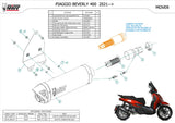Terminale Di Scarico Non Catalizzato E Con Omologazione Suono Mover Inox Nero - Mivv Compatibile Con Piaggio Beverly 400 (2021-2024)